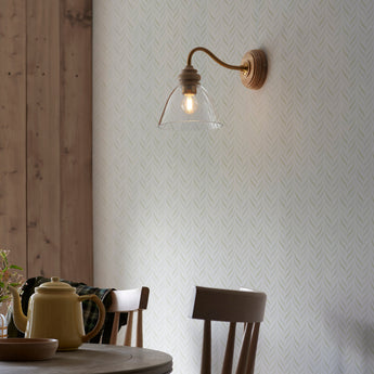 Cotswold Wood & Brass Wall Light with Glass Shade-warehouse-031026