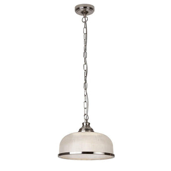 Bistro II 1 Light Silver Pendant - Holophane Glass Shade-warehouse-091026
