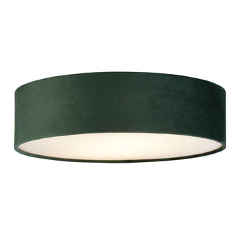 Drum 2 Light Flush Ceiling Light - Green Velvet Shade-warehouse-091026