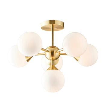 Endon Oscar 6 Light Brass Finish Semi Flush Ceiling Light-OPEN-BOX-BSL-270826