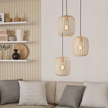Eglo Romazzina 3 Light Sand Metal Caged Ceiling Pendant-warehouse-091026