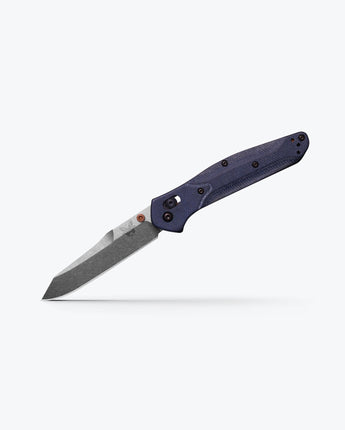 Benchmade Osborne 940-04 AXIS Lock Folding Knife M390 Stonewashed Plain Blade, Denim Micarta Handles - Open Box