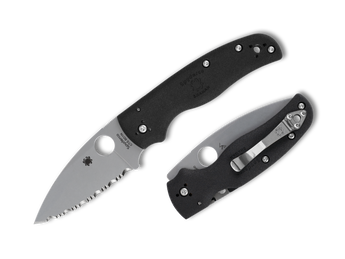 Spyderco C229SBK Shaman Lightweight Compression Lock Folder with CTS BD1N SpyderEdge Blade and Black FRN Handles - Open Box