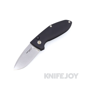 Defiant 7 Alpha Auto Stonewash Magnacut Blade with Textured Black Anodized Aluminum Handle - Open Box