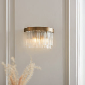 Clermont Antique Brass Wall Light - Clear Glass Rods Shade-warehouse-091026