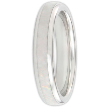 The White Gold White Opal 4mm Wonder Ring Size U - Clearance 1211