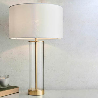 Endon Lessina Touch Gold & Glass Bedrooom Lamp With White Shade-OPEN-BOX-BSL-270826