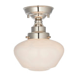 GENIE-Return Camberley Semi-Flush School House Chrome Pendant With Opal Glass - Return