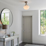 GENIE-Return Camberley Semi-Flush School House Chrome Pendant With Opal Glass - Return