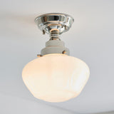 GENIE-Return Camberley Semi-Flush School House Chrome Pendant With Opal Glass - Return