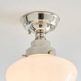 GENIE-Return Camberley Semi-Flush School House Chrome Pendant With Opal Glass - Return