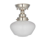 GENIE-Return Camberley Semi-Flush School House Chrome Pendant With Opal Glass - Return