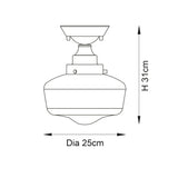 GENIE-Return Camberley Semi-Flush School House Chrome Pendant With Opal Glass - Return
