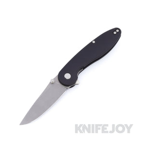American Blade Works Model 1 V7 Flipper Machine Stepped Drop Point Magnacut Blade with Black Aluminum Handles - Open Box