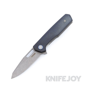 Mechforce x Oeser Collab Nebo V2 Folder with Acidwash ELMAX Blade and Blue Richlite Handles - Open Box