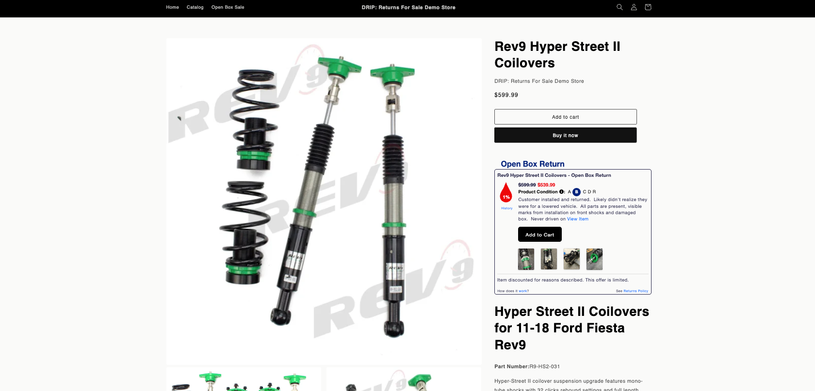 The R4S DRIP widget live on a Shopify product page